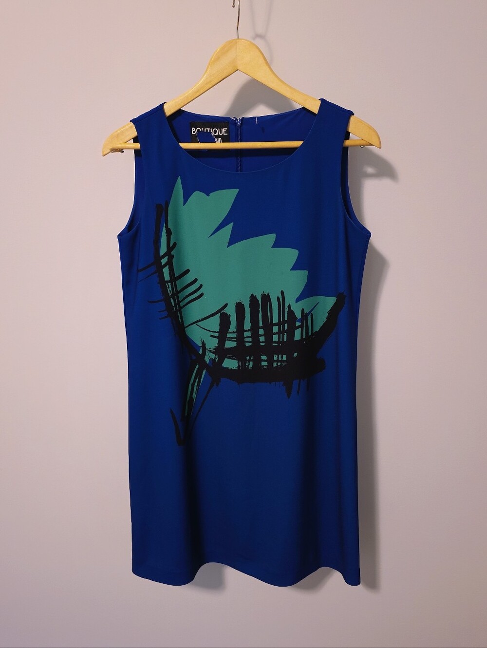 Vintage Designer Boutique Moschino Navy Print Shift Dress Size US 4